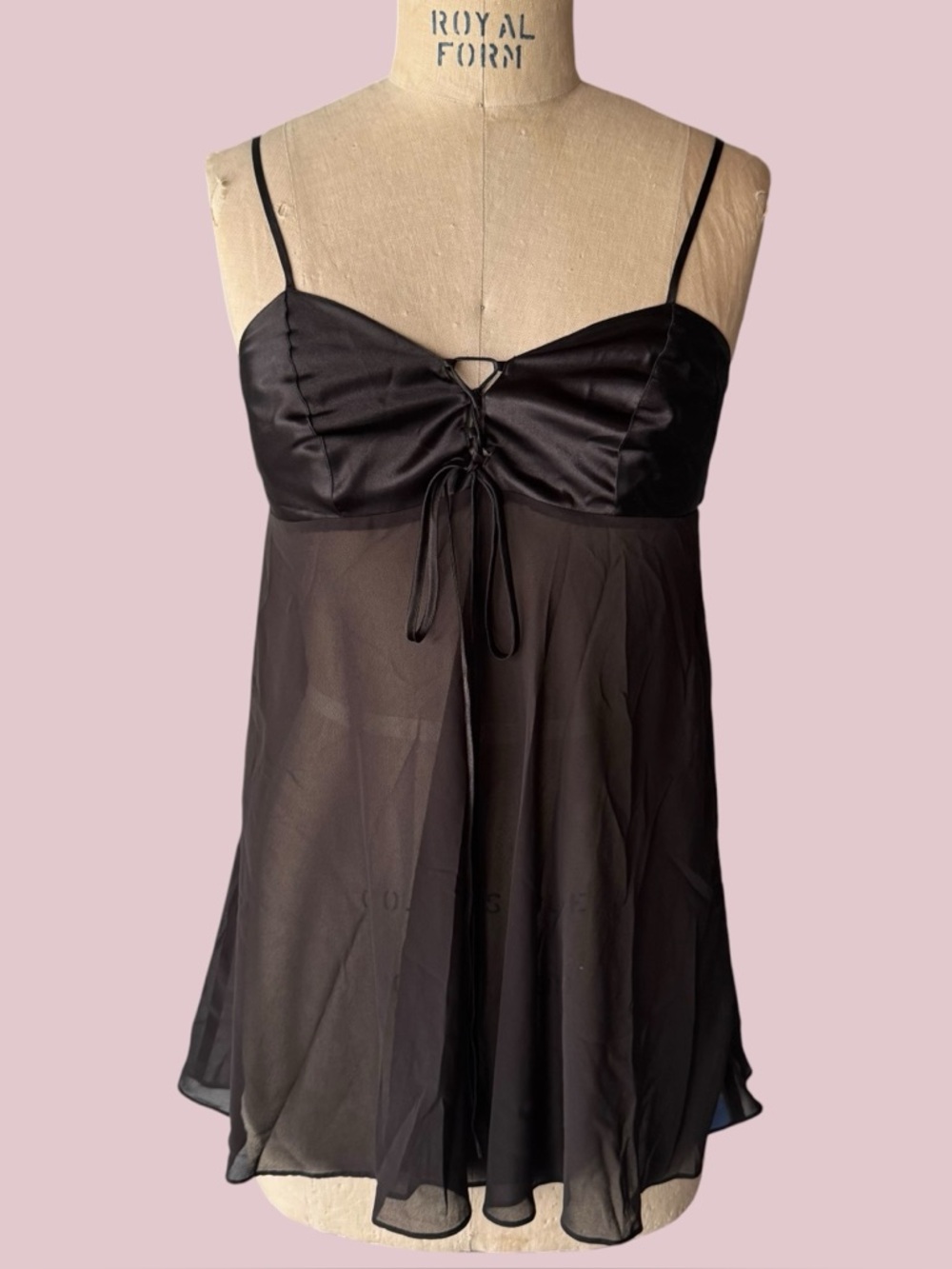 Vintage Y2K Victorias Secret Black Sheer Slip Dress